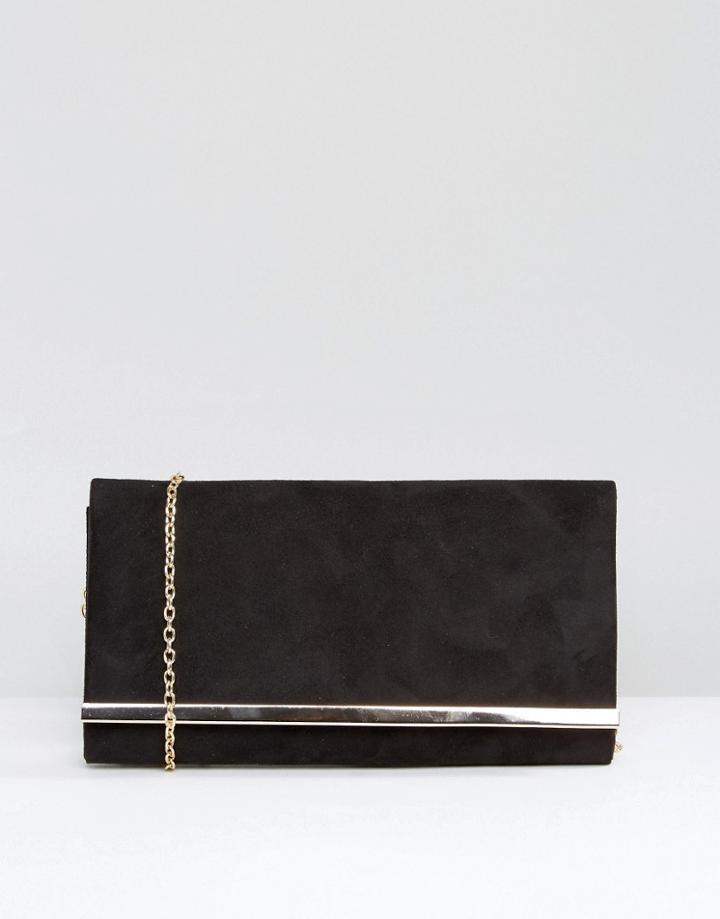 Carvela Dylan Rectangle Envelope Clutch With Metal Bar In Black - Black