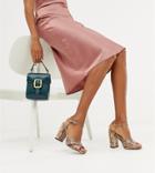 Miss Selfridge Block Heeled Shoes In Snake Print