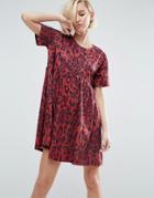 Asos Ultimate Smock Dress In Leopard Print - Multi