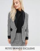 Fashion Union Petite Houndstooth Print Blazer With Contrast Detail Co-