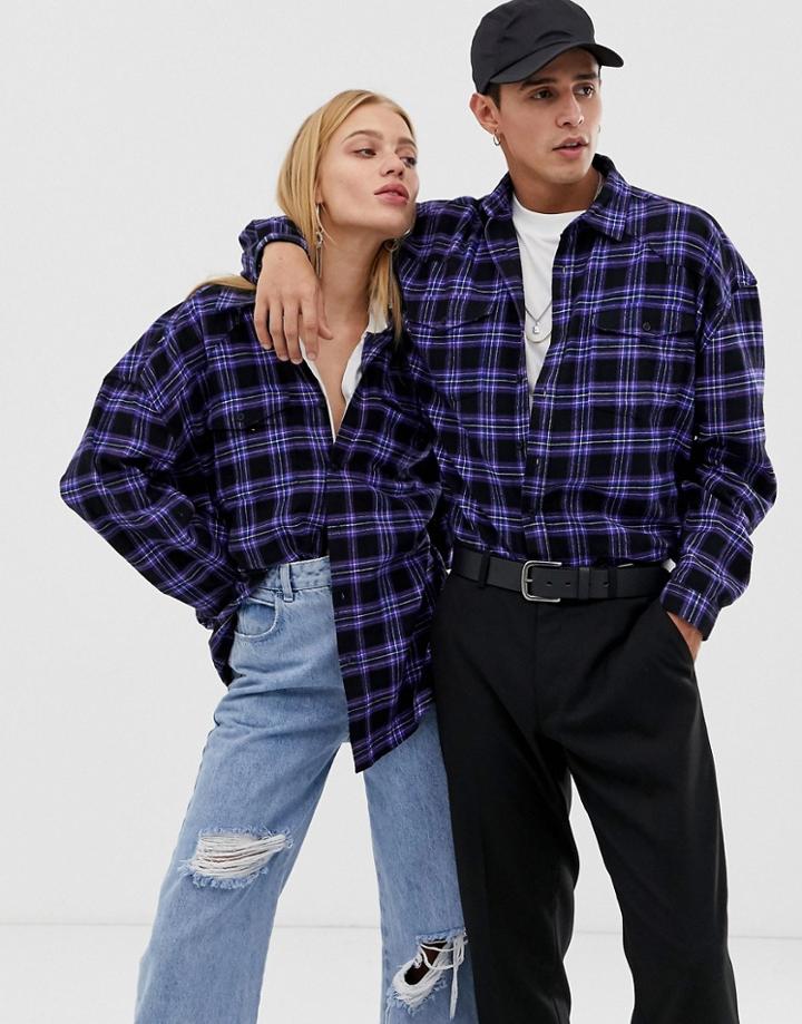 Collusion Unisex Oversized Check Shirt - Multi