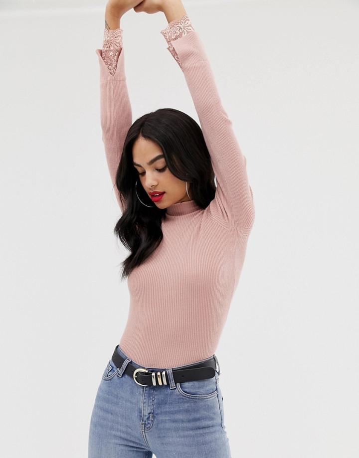 Lipsy High Neck Slinky Top - Pink