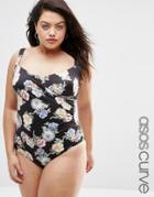 Asos Curve Meadow Floral Miracle Swimsuit - Meadow Floral