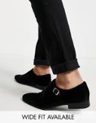 Asos Design Monk Shoes In Black Velvet