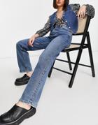 Topshop Dad Recycled Cotton Jeans In Mid Blue-blues