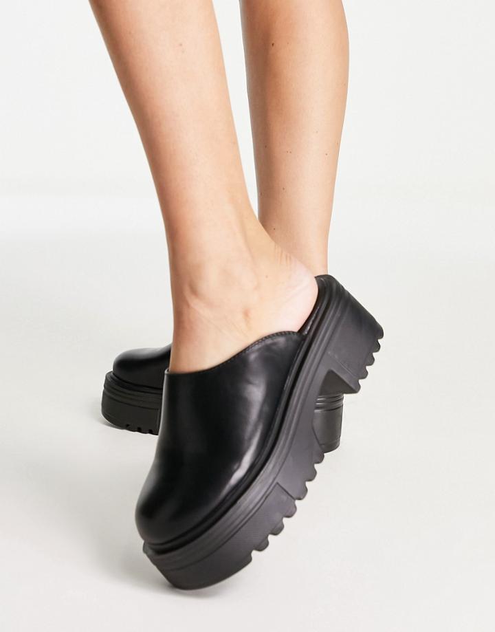 Truffle Collection Chunky Mules Shoes In Black