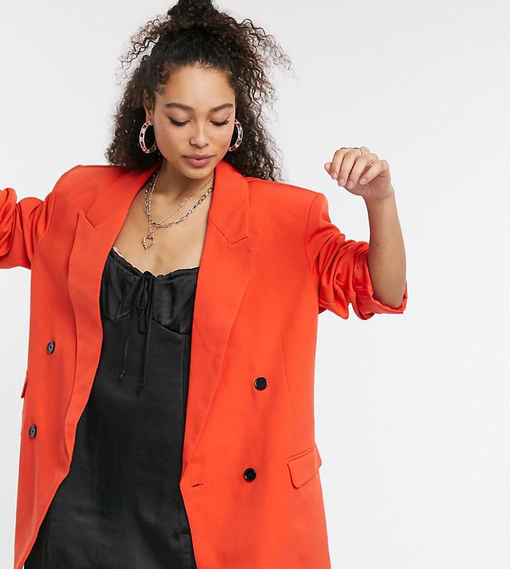 Collusion Oversized Double Breasted Dad Blazer In Red