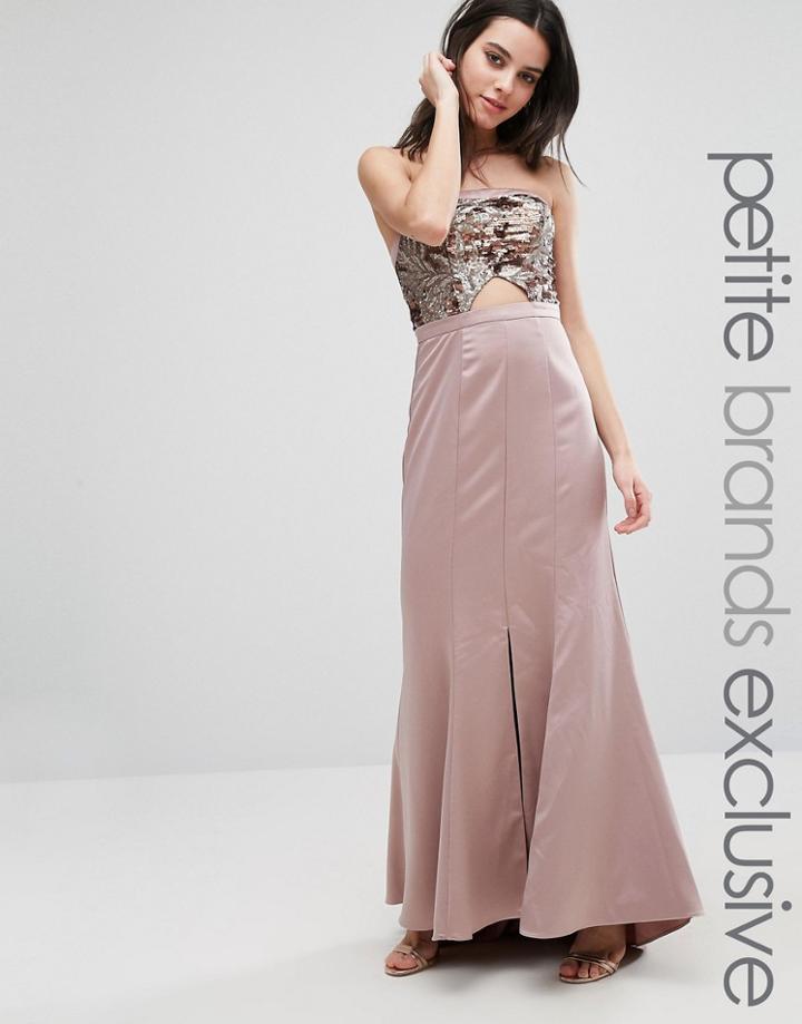 True Decadence Petite Bandeau Maxi Dress With Cutout Bodice And Train