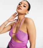 Asyou Cut Out Halter Bandeau In Lilac-purple
