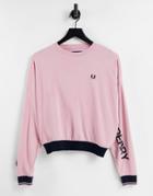 Fred Perry Branded Long Sleeve Sweatshirt In Pink