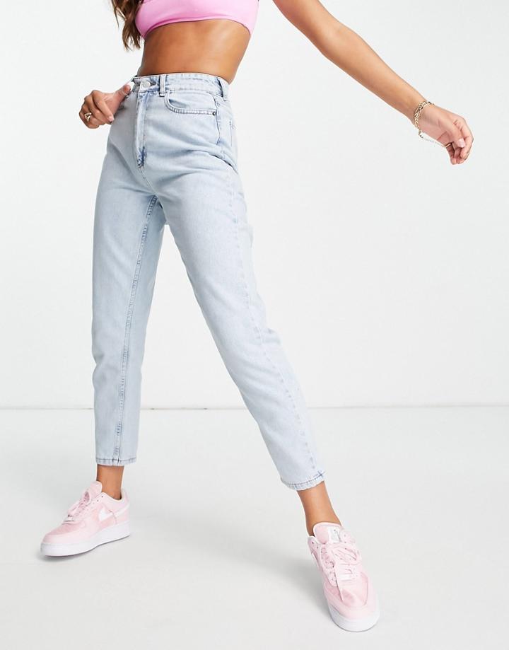 I Saw It First Mom Jeans In Light Blue Wash-blues