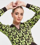 Reclaimed Vintage Inspired Polo Checkerboard Flower Print Sweater In Brown-multi