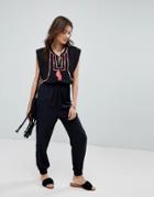 Seafolly Embroidered Beach Jumpsuit-black