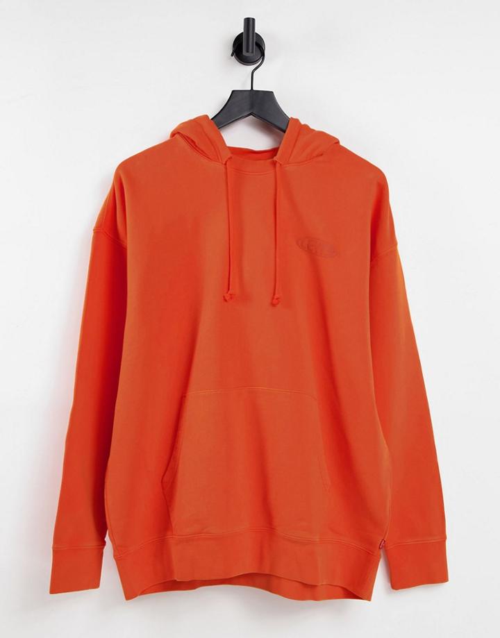 Levi's Split Collar Hoodie With Logo In Orange