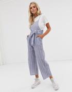 Glamorous Pinafore Jumpsuit In Textured Stripe