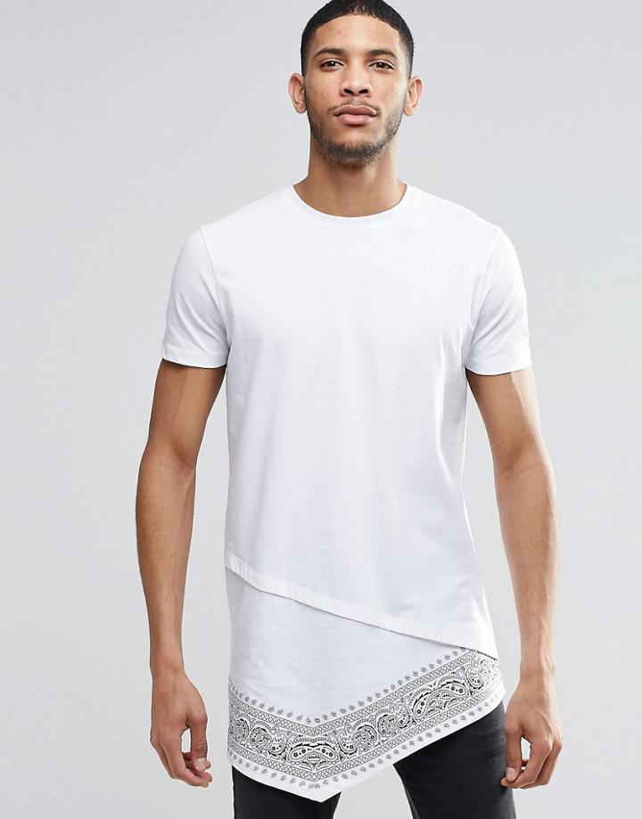 Asos Super Longline T-shirt With Asymmetric - White