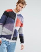 Asos Mohair Wool Blend Spliced Sweater - Multi