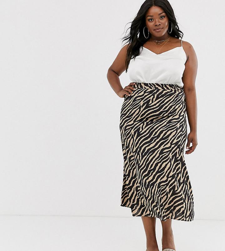 Ax Paris Plus Zebra Straight Midi Skirt