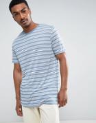 Asos Longline T-shirt In Lightweight Stripe - Blue