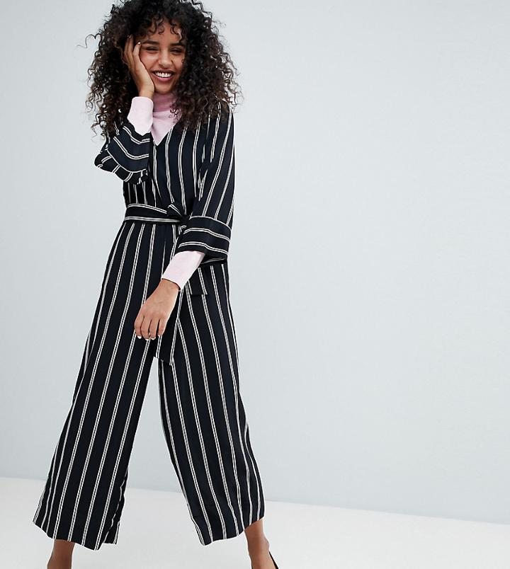 Monki Striped Wrap Front Jumpsuit