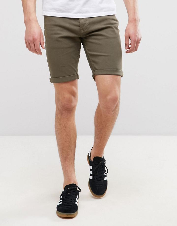 Threadbare Colored Denim Shorts - Green
