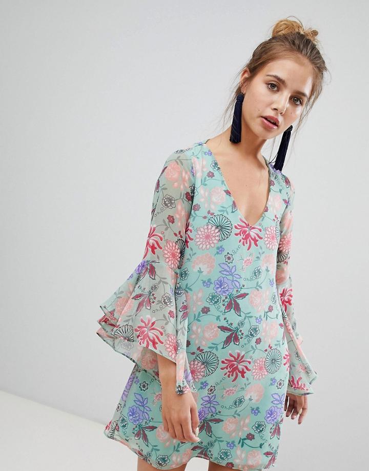 Glamorous Floral Shift Dress-green