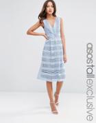 Asos Tall Midi Prom Dress In Lace - Blue