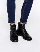 Asos Angel Lace Up Ankle Boots - Black