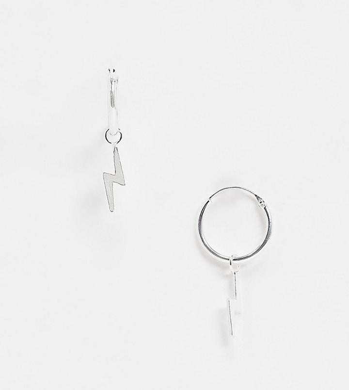 Kingsley Ryan Exclusive 12mm Hoop Earrings With Lightning Bolt Charm In Sterling Silver