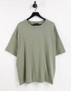Asos Design Oversized Heavyweight T-shirt In Sage-green