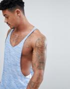 Asos Design Longline Super Extreme Racer Back Tank In Blue Inject - Navy