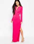 Lashes Of London Maxi Dress With Necklace Detail - Pink