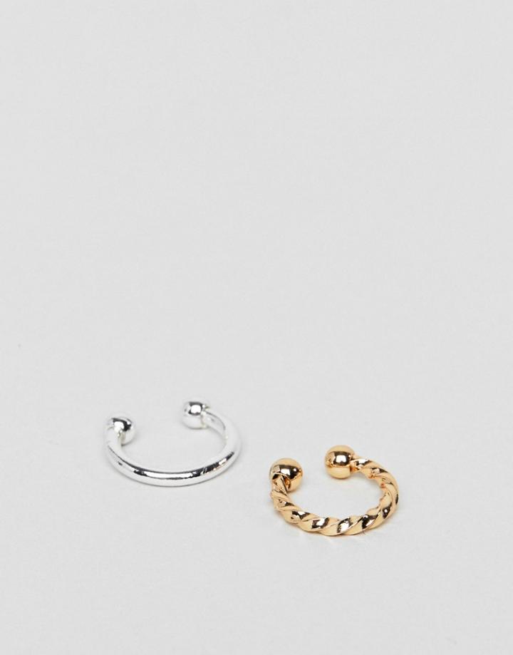 Asos Design Pack Of 2 Minimal Faux Nose Rings - Multi