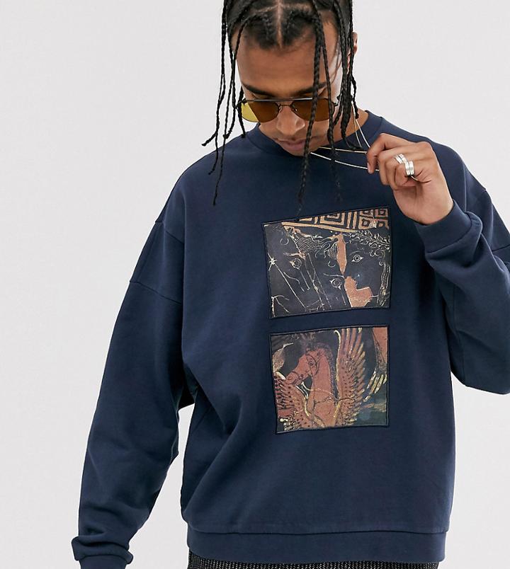 Heart & Dagger Placement Print Sweat-black