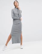 Pieces Pica Ribbed Maxi Skirt - Gray