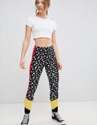 Asos Design Leggings In Star Print With Stripe And Blocking Detail - Multi