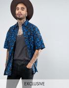 Reclaimed Vintage Inspired Oversized Shirt In Flame Print - Blue