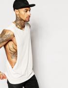 Asos Tank With Extreme Dropped Armhole And Raw Edges - Crystal Gray