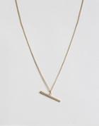 Asos Brass Plated T-bar Necklace - Gold