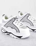 Buffalo London Chunky Sneakers In White And Black