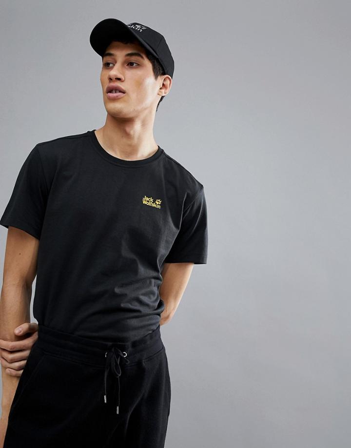 Jack Wolfskin Essential T-shirt In Black - Black