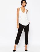 Asos Slim Leg Crop Pants - Black