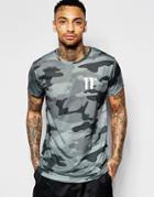 11 Degrees T-shirt With All Over Camo Print - Green
