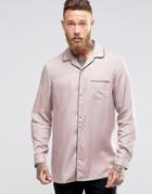 Asos Viscose Shirt In Dusty Pink With Revere Collar And Piping In Regular Fit - Dusty Pink
