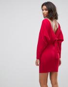 Asos Knot Back Batwing Dress - Red