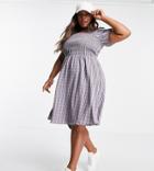 Urban Threads Plus Checked Summer Dress With Shearing-pink