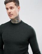 Fred Perry Crew Neck Merino Knitted Sweater In Green Marl - Green