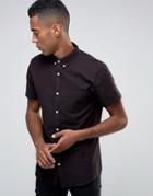 New Look Short Sleeve Shirt In Burgundy In Regular Fit - Red