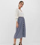 Y.a.s Petite Geo Print Button Through Skirt - Blue