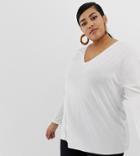 Asos Design Curve Oversized Tunic With V-neck In White - White